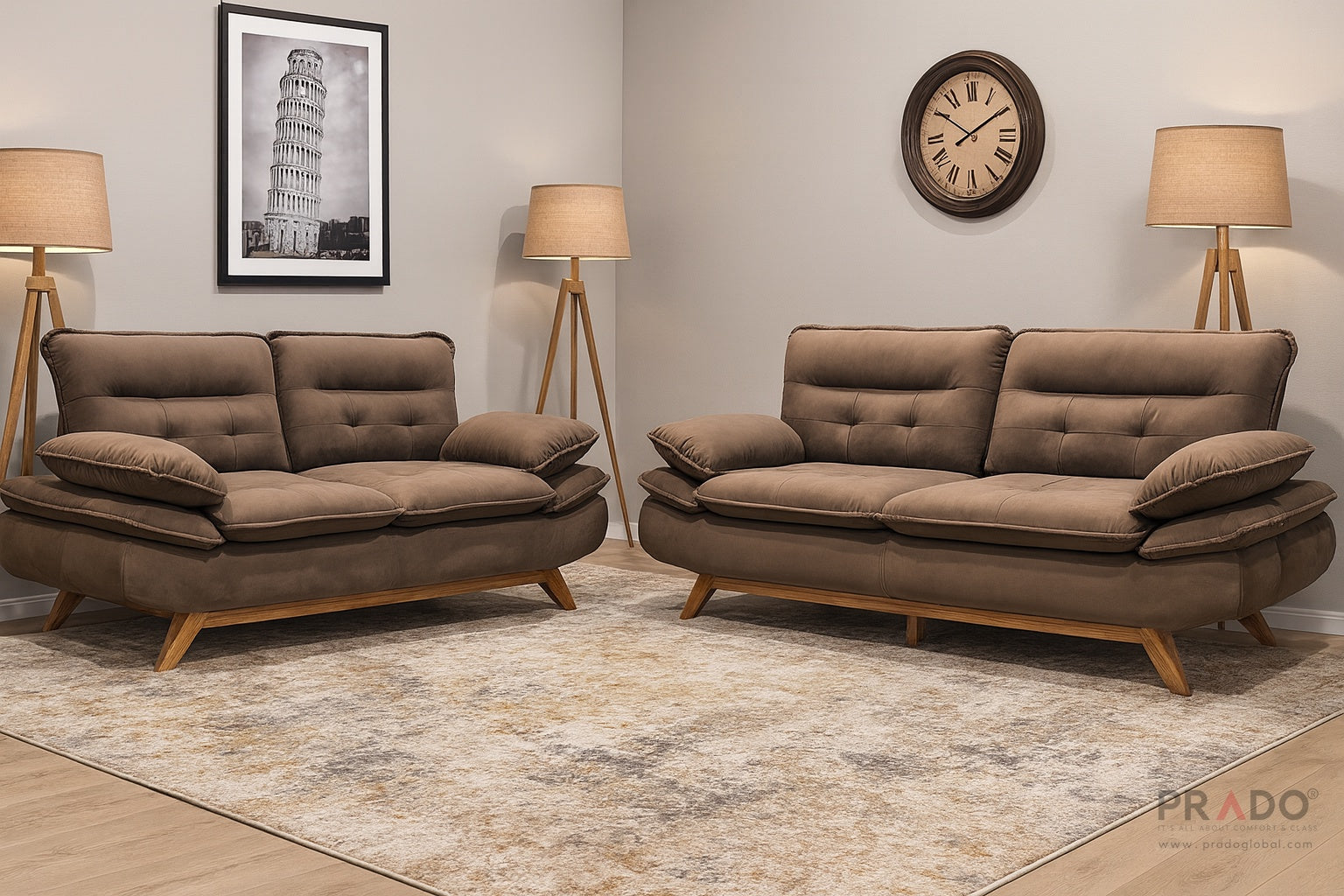 BISON Sofa Collection – Meranti Wood Frame & Fabric Upholstery